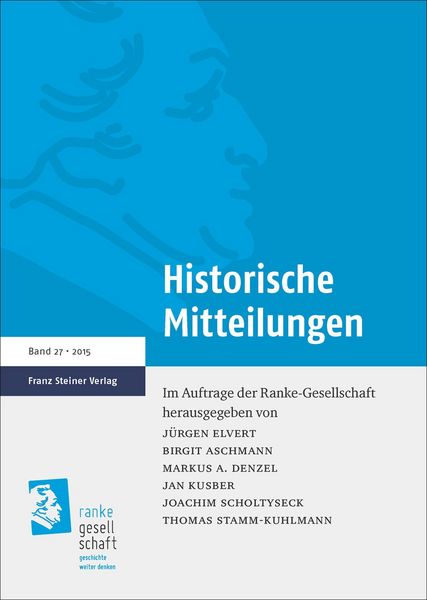 Produktbild: Historische Mitteilungen 27 (2015)
