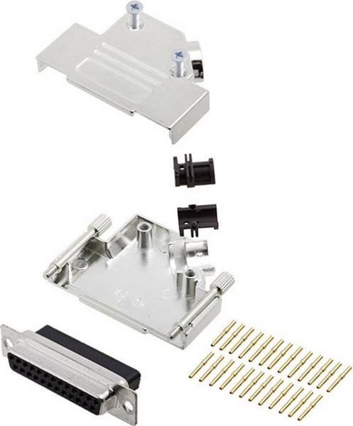 Produktbild: Encitech D45ZK25-DBCS-K 6355-0051-13 D-SUB Buchsenleisten-Set 45&deg; Polzahl: 25 Crimpen 1St.