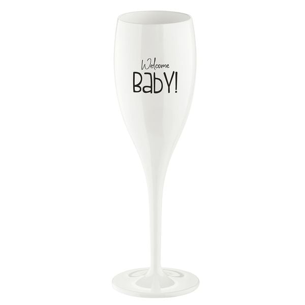 Koziol Sektglas 100 ml mit Druck CHEERS No. 1 WELCOME BABY