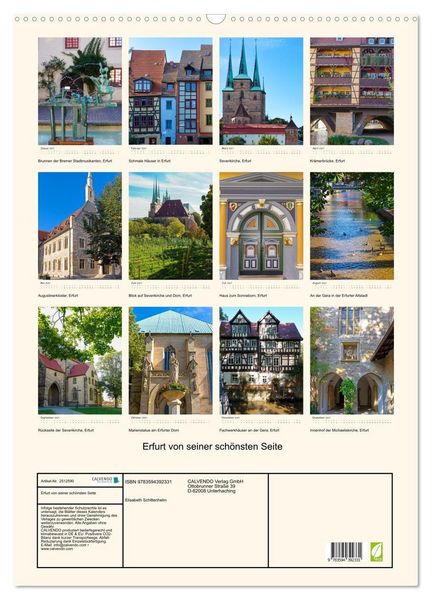 Produktbild: Erfurt von seiner sch&ouml;nsten Seite (Wandkalender 2027 DIN A2 hoch), CALVENDO Monatskalender