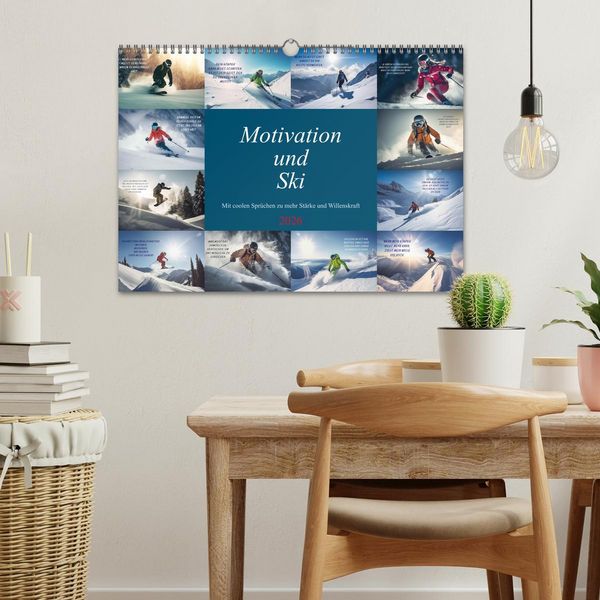 Produktbild: Motivation und Ski (Wandkalender 2026 DIN A3 quer), CALVENDO Monatskalender
