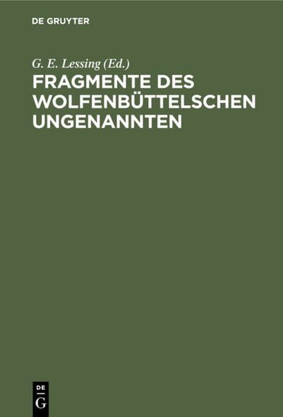 Produktbild: Fragmente des Wolfenb&uuml;ttelschen Ungenannten