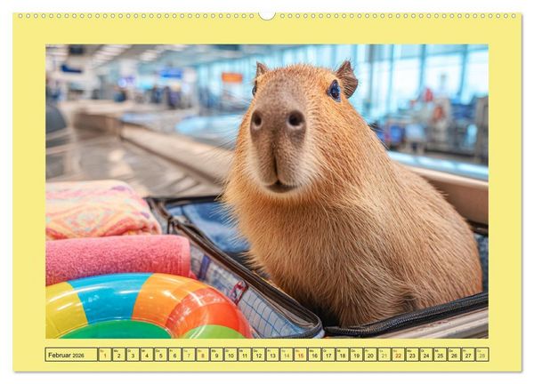 Produktbild: Capybaras on Tour. Wasserschweine als Weltenbummler (hochwertiger Premium Wandkalender 2026 DIN A2 quer), Kunstdruck in Hochglanz