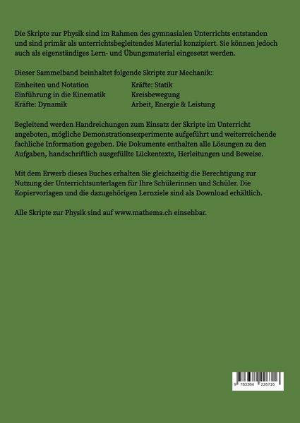 Produktbild: Skripte zur Physik - Grundlagen der Mechanik