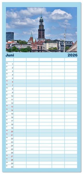 Produktbild: Familienplaner 2026 - Freie Hansestadt Hamburg mit 5 Spalten (Wandkalender, 21 x 45 cm) CALVENDO
