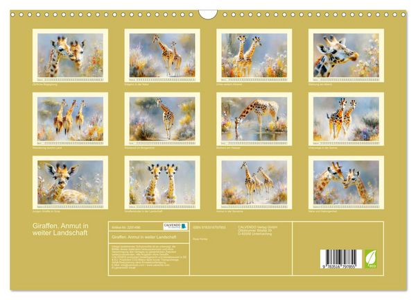 Produktbild: Giraffen. Anmut in weiter Landschaft (Wandkalender 2027 DIN A3 quer), CALVENDO Monatskalender