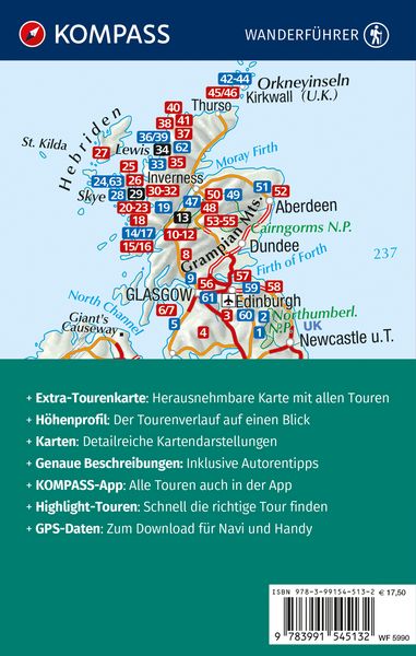 Produktbild: KOMPASS Wanderf&uuml;hrer Schottland, 63 Touren mit Extra-Tourenkarte