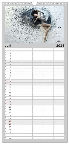 Produktbild: Familienplaner 2026 - FARBSPIELE - Akt im Feuerwerk der Farben mit 5 Spalten (Wandkalender, 21 x 45 cm) CALVENDO