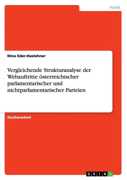 Produktbild: Vergleichende Strukturanalyse der Webauftritte &ouml;sterreichischer parlamentarischer und nichtparlamentarischer Parteien