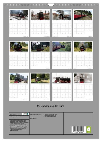 Produktbild: Mit Dampf durch den Harz (Wandkalender 2026 DIN A3 hoch), CALVENDO Monatskalender