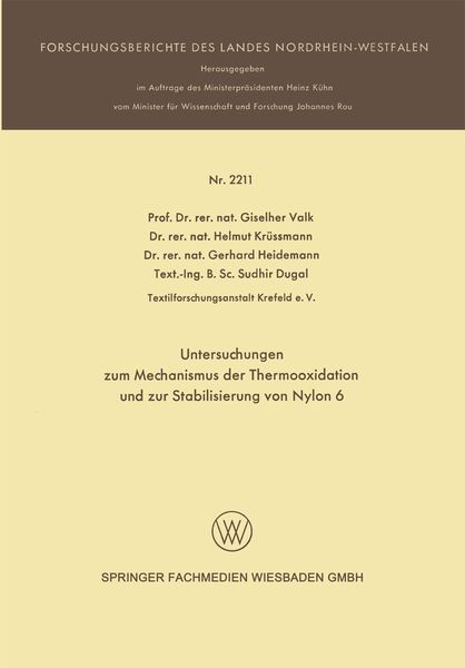Produktbild: Untersuchungen zum Mechanismus der Thermooxidation und zur Stabilisierung von Nylon 6