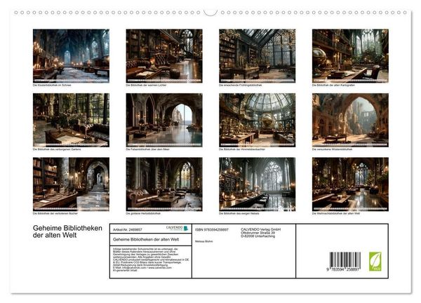 Produktbild: Geheime Bibliotheken der alten Welt (hochwertiger Premium Wandkalender 2027 DIN A2 quer), Kunstdruck in Hochglanz