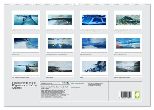 Produktbild: Faszinierende Weite. R&uuml;gen-Landschaft im Aquarell (hochwertiger Premium Wandkalender 2026 DIN A2 quer), Kunstdruck in Hochglanz