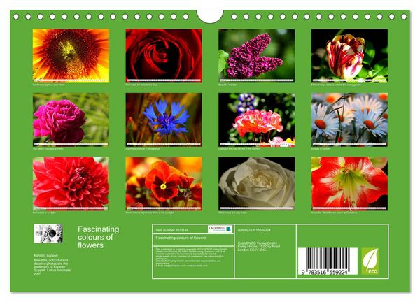 Produktbild: Fascinating colours of flowers (Wall Calendar 2026 DIN A4 landscape), CALVENDO 12 Month Wall Calendar