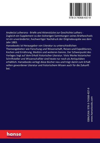 Produktbild: Analecta Lutherana - Briefe und Aktenst&uuml;cke zur Geschichte Luthers