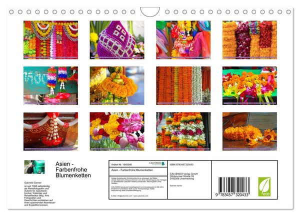 Produktbild: Asien - Farbenfrohe Blumenketten (Wandkalender 2026 DIN A4 quer), CALVENDO Monatskalender