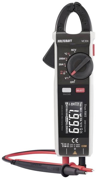 Produktbild: VOLTCRAFT VC-331 SE Stromzange CAT II 600 V, CAT III 300V Anzeige (Counts): 2000