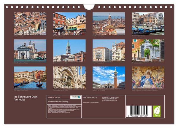 Produktbild: In Sehnsucht Dein Venedig (Wandkalender 2026 DIN A4 quer), CALVENDO Monatskalender
