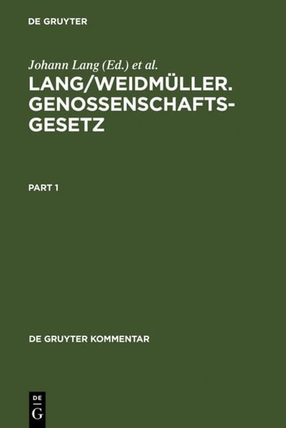 Produktbild: Lang/Weidm&uuml;ller. Genossenschaftsgesetz