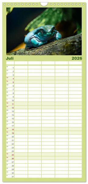 Produktbild: Familienplaner 2026 - Reptilien & Amphibien Portraits mit 5 Spalten (Wandkalender, 21 x 45 cm) CALVENDO