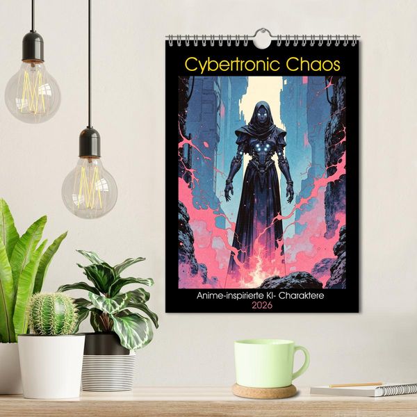 Produktbild: Cybertronic Chaos: Anime-inspirierte KI- Charaktere (Wandkalender 2026 DIN A4 hoch), CALVENDO Monatskalender