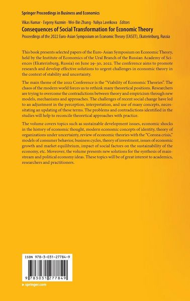 Produktbild: Consequences of Social Transformation for Economic Theory