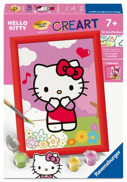 Ravensburger CreArt - Malen nach Zahlen 12023107 - Fröhliche Hello Kitty - Kinder ab 7 Jahren