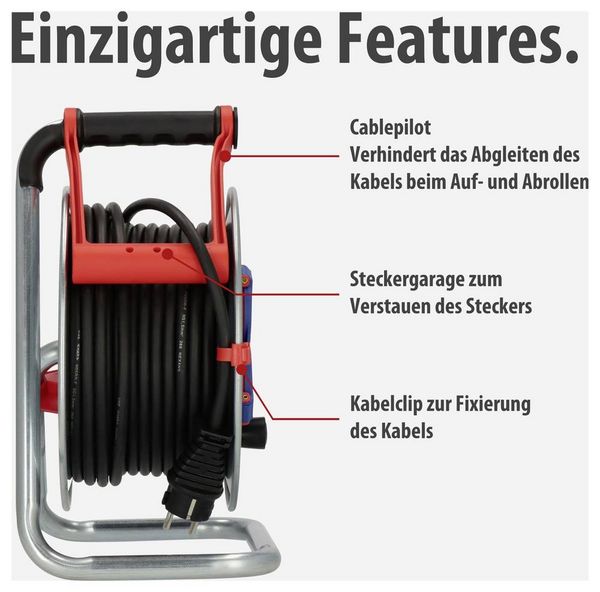 Produktbild: Brennenstuhl 1198520 Kabeltrommel 25m Schwarz Schutzkontakt-Stecker