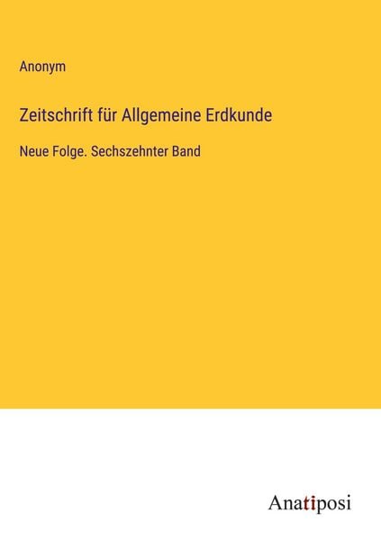 Produktbild: Zeitschrift f&uuml;r Allgemeine Erdkunde