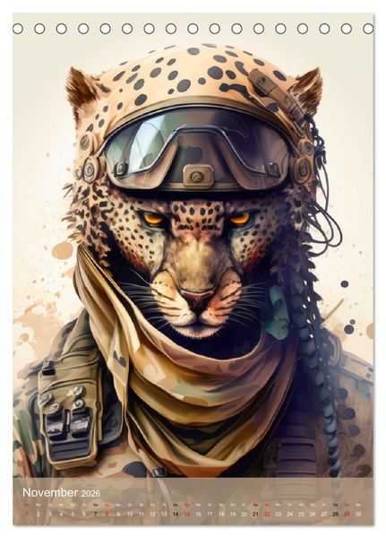 Produktbild: Tierische Krieger. Pelzige Soldaten im aktiven Dienst des Milit&auml;rs (Tischkalender 2026 DIN A5 hoch), CALVENDO Monatskalender