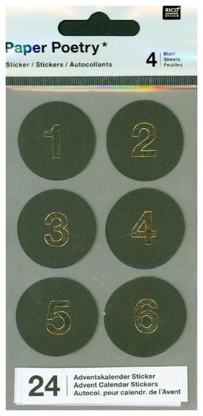 Adventskalender Sticker, Schwarz,