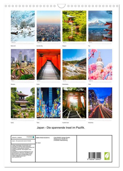 Produktbild: Japan - Die spannende Insel im Pazifik. (Wandkalender 2026 DIN A3 hoch), CALVENDO Monatskalender