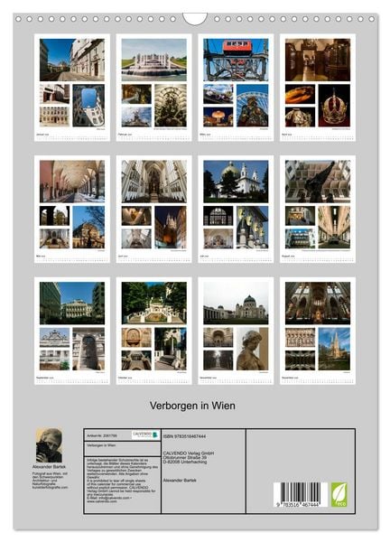 Produktbild: Verborgen in Wien (Wandkalender 2026 DIN A3 hoch), CALVENDO Monatskalender