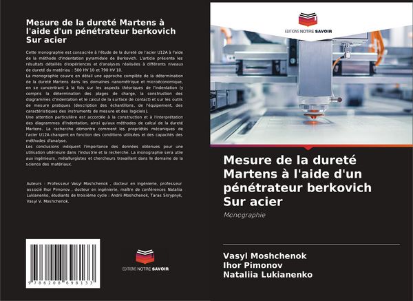 Produktbild: Mesure de la duret&eacute; Martens &agrave; l'aide d'un p&eacute;n&eacute;trateur berkovich Sur acier