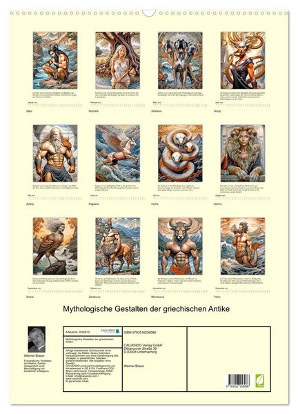 Produktbild: Mythologische Gestalten der griechischen Antike (Wandkalender 2026 DIN A2 hoch), CALVENDO Monatskalender