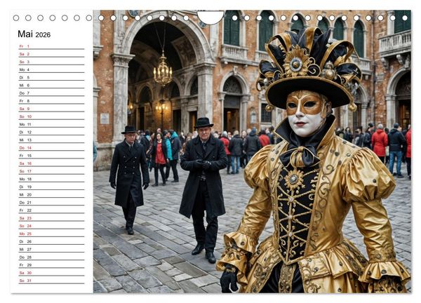 Produktbild: M&auml;rchenhafte Maskerade KI - Karnevalserlebnis in Venedig (Wandkalender 2026 DIN A4 quer), CALVENDO Monatskalender