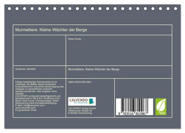 Produktbild: Murmeltiere. Kleine W&auml;chter der Berge (Tischkalender 2027 DIN A5 quer), CALVENDO Monatskalender