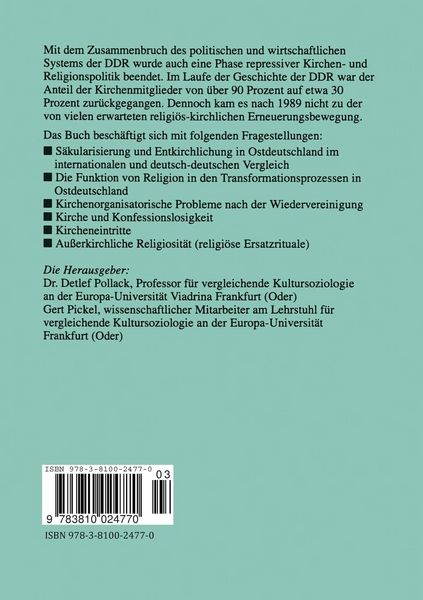 Produktbild: Religiöser und kirchlicher Wandel in Ostdeutschland 1989-1999