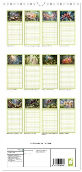 Produktbild: Familienplaner 2026 - Im Schatten der Orchidee mit 5 Spalten (Wandkalender, 21 x 45 cm) CALVENDO