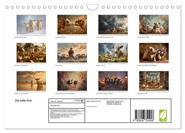 Produktbild: Die edle Kuh (Wandkalender 2027 DIN A4 quer), CALVENDO Monatskalender