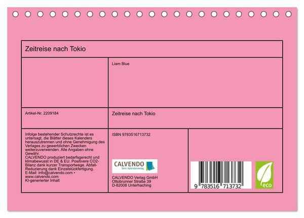 Produktbild: Zeitreise nach Tokio (Tischkalender 2026 DIN A5 quer), CALVENDO Monatskalender