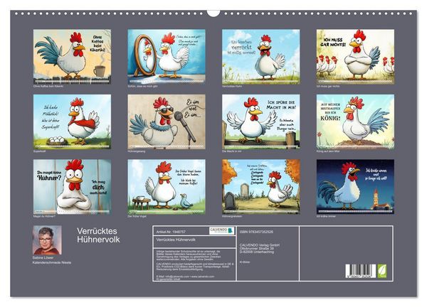 Produktbild: Verr&uuml;cktes H&uuml;hnervolk (Wandkalender 2026 DIN A2 quer), CALVENDO Monatskalender