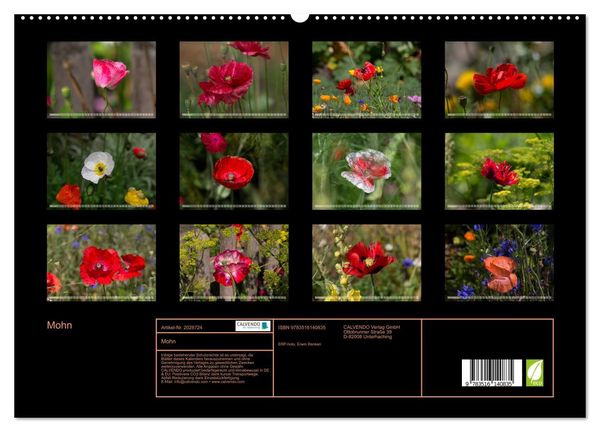 Produktbild: Mohn (hochwertiger Premium Wandkalender 2026 DIN A2 quer), Kunstdruck in Hochglanz