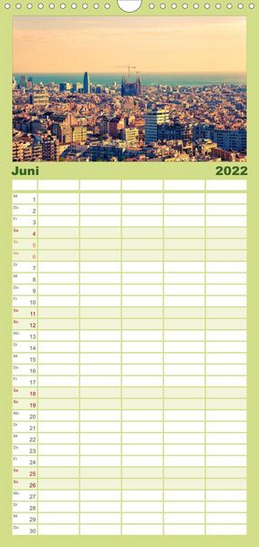 Produktbild: Familienplaner Barcelona - Stadtansichten (Wandkalender 2022 , 21 cm x 45 cm, hoch)