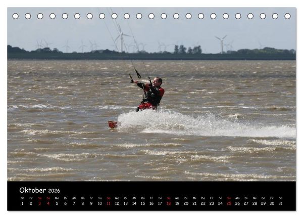 Produktbild: Kitesurfen &ndash; Faszination auf dem Wasser (Tischkalender 2026 DIN A5 quer), CALVENDO Monatskalender