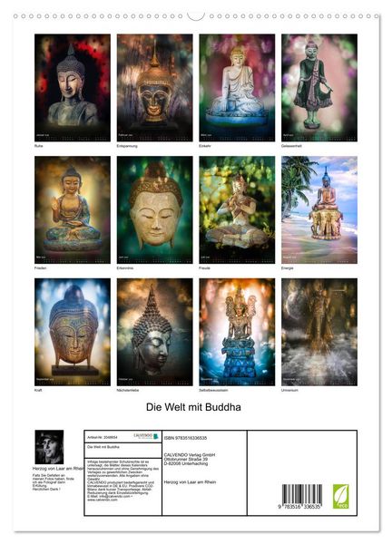 Produktbild: Die Welt mit Buddha (hochwertiger Premium Wandkalender 2026 DIN A2 hoch), Kunstdruck in Hochglanz