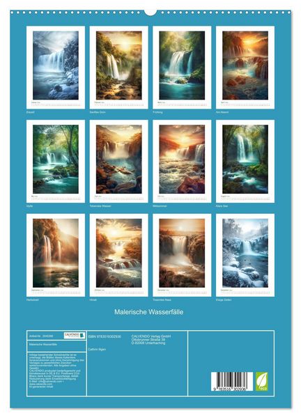 Produktbild: Malerische Wasserf&auml;lle (hochwertiger Premium Wandkalender 2026 DIN A2 hoch), Kunstdruck in Hochglanz
