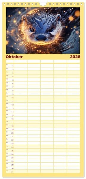 Produktbild: Familienplaner 2026 - Tierische Balance mit 5 Spalten (Wandkalender, 21 x 45 cm) CALVENDO
