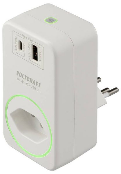 Produktbild: VOLTCRAFT SEM6503 CH Energiekosten-Messger&auml;t USB-Schnittstelle, inkl. Funksteckdose, Datenexport, Datenloggerfunktion