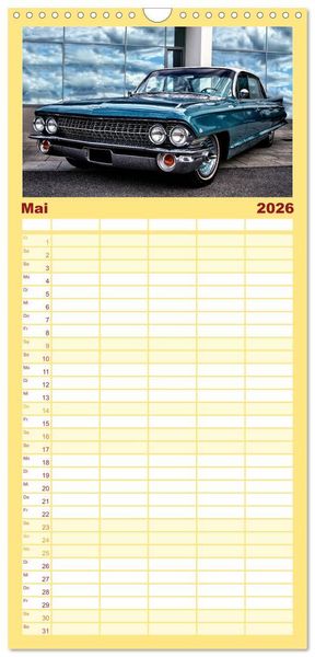Produktbild: Familienplaner 2026 - American Automobile mit 5 Spalten (Wandkalender, 21 x 45 cm) CALVENDO
